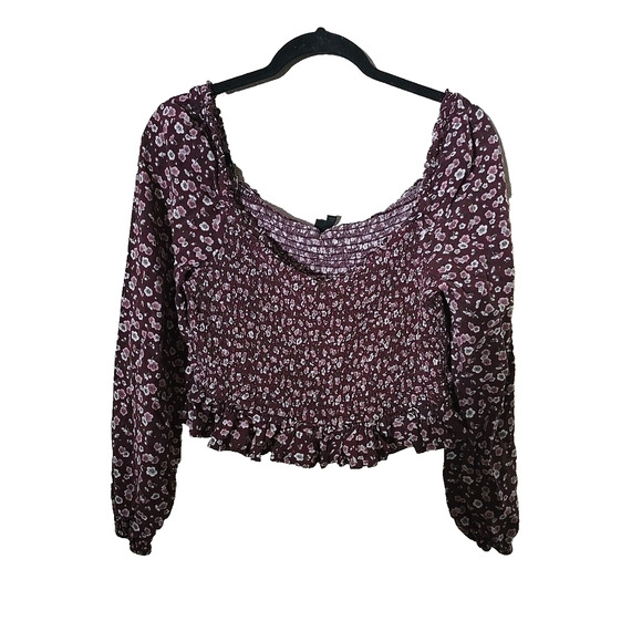 Wild Fable Smocked Long Sleeve Boho Festival Floral Crop Top Womans Plus Sz XXL - Picture 1 of 5